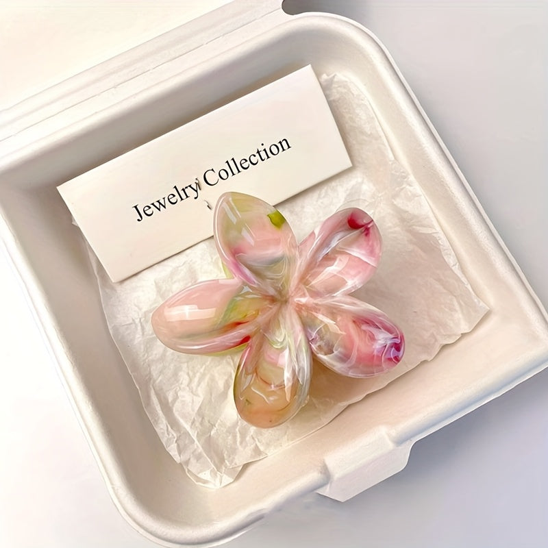 12pcs Elegant Floral Hair Clips for Women - Marbled Pastel Flower Hairpins, Secure Grip Plastic Hair Accessories for Valentineās Day Gifts, Casual & Formal Events (14+)