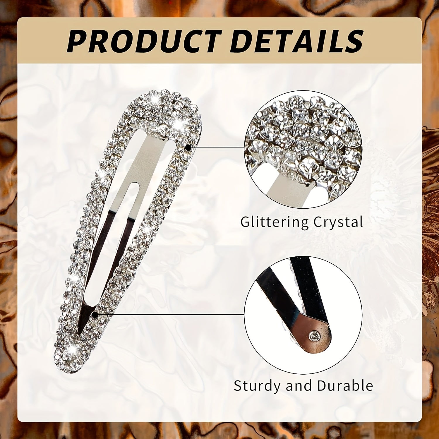 [8pcs Teardrop Hair Clips] 8pcs Hollow Rhinestone Teardrop Hair Clips, 8cm | Women's Elegant Evening Hairstyles, Long Hair and Bangs, Perfect Gift for Ladies