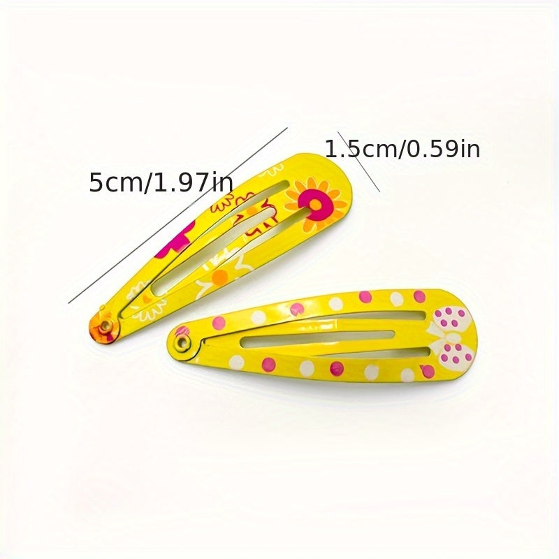 100pcs Cute Star Fruit Butterfly Hair Clips - Oval Alloy Hair Accessories with Colorful Cartoon Designs, Random Assorted Colors for, Women, Easter & Everyday Use, Whimsical Hairpieces, Playful Hairpins, Durable Hairpins, Quality Craftsmanship