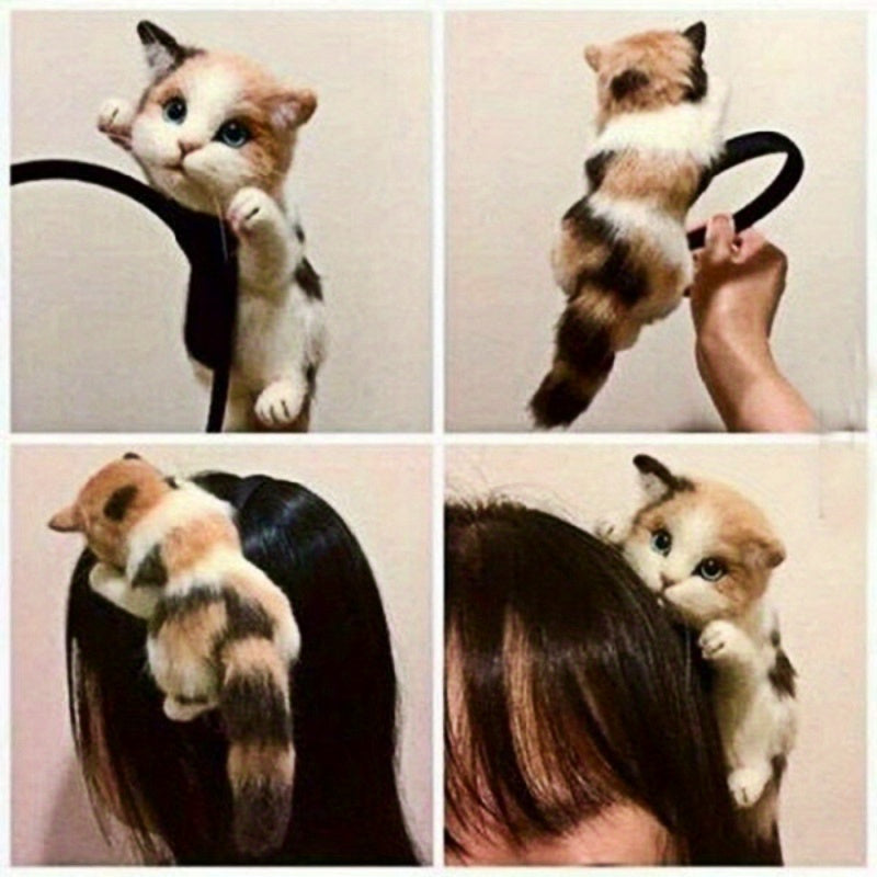 Cute Cat-Shaped Hair Clips - Adorable Animal Hair Accessories for Halloween & Christmas, Durable Fabric Party-Style Hair Bands with Playful Cat Design, No Power Needed, Perfect for Costume Parties & Themed Events, Cat Accessories, Costume Party