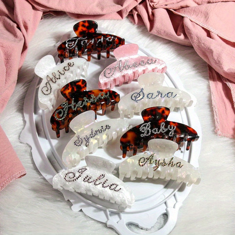 Customizable Rhinestone Hair Clip - Personalized Name with Sparkling Rhinestones, Elegant Hair Accessory for Women, Durable Gift for Wife/Girlfriend/Couple, Valentine'S Day Present, Multiple Colors Available, Cute Hairpin, Valentine'S Day Gift |