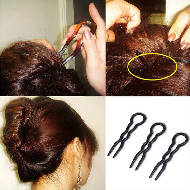 Plastic U-Shaped Hair Pins Set 20-50PCS, Invisible Hairpin Grips, Spiral Hair Braid Twist Styling Clips, Elegant Minimalist Bun Maker Tools for Women, Bride Wedding Hairstyle Accessories (14+)