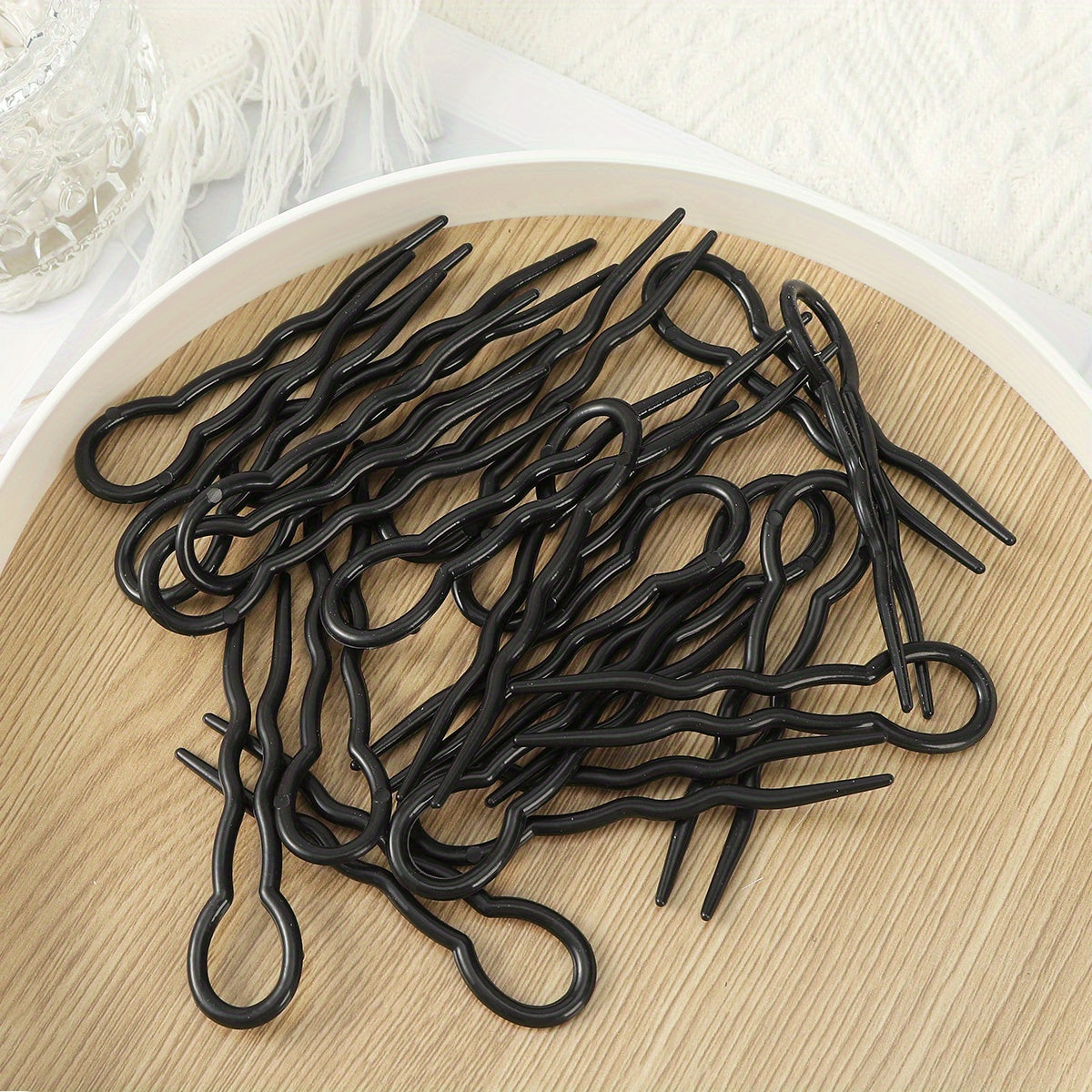 Plastic U-Shaped Hair Pins Set 20-50PCS, Invisible Hairpin Grips, Spiral Hair Braid Twist Styling Clips, Elegant Minimalist Bun Maker Tools for Women, Bride Wedding Hairstyle Accessories (14+)
