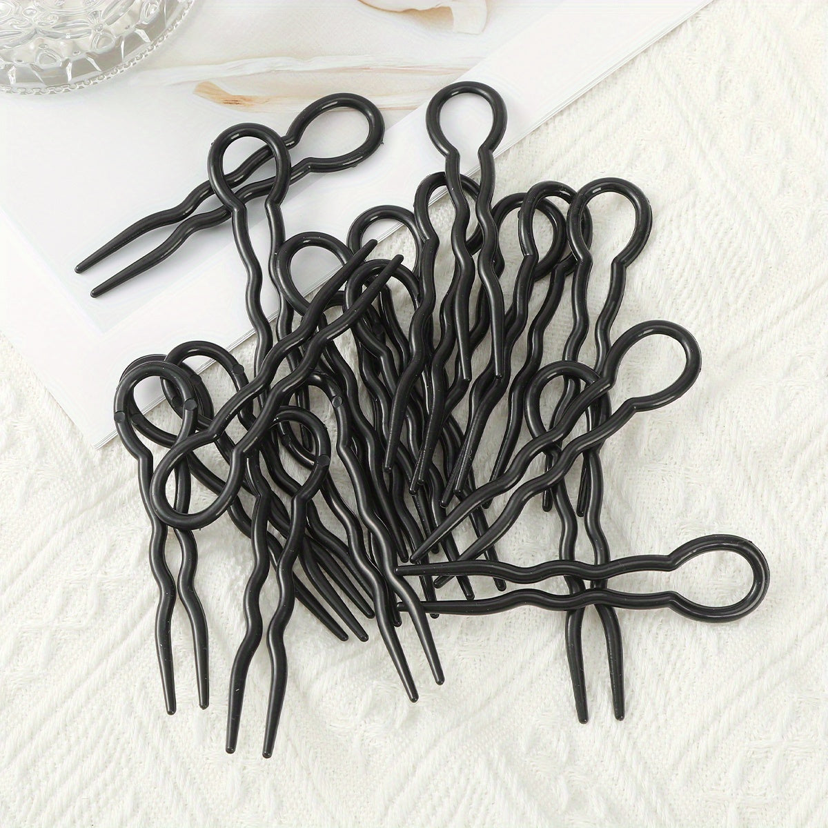 Plastic U-Shaped Hair Pins Set 20-50PCS, Invisible Hairpin Grips, Spiral Hair Braid Twist Styling Clips, Elegant Minimalist Bun Maker Tools for Women, Bride Wedding Hairstyle Accessories (14+)