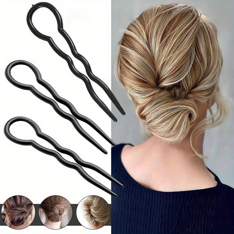 Plastic U-Shaped Hair Pins Set 20-50PCS, Invisible Hairpin Grips, Spiral Hair Braid Twist Styling Clips, Elegant Minimalist Bun Maker Tools for Women, Bride Wedding Hairstyle Accessories (14+)