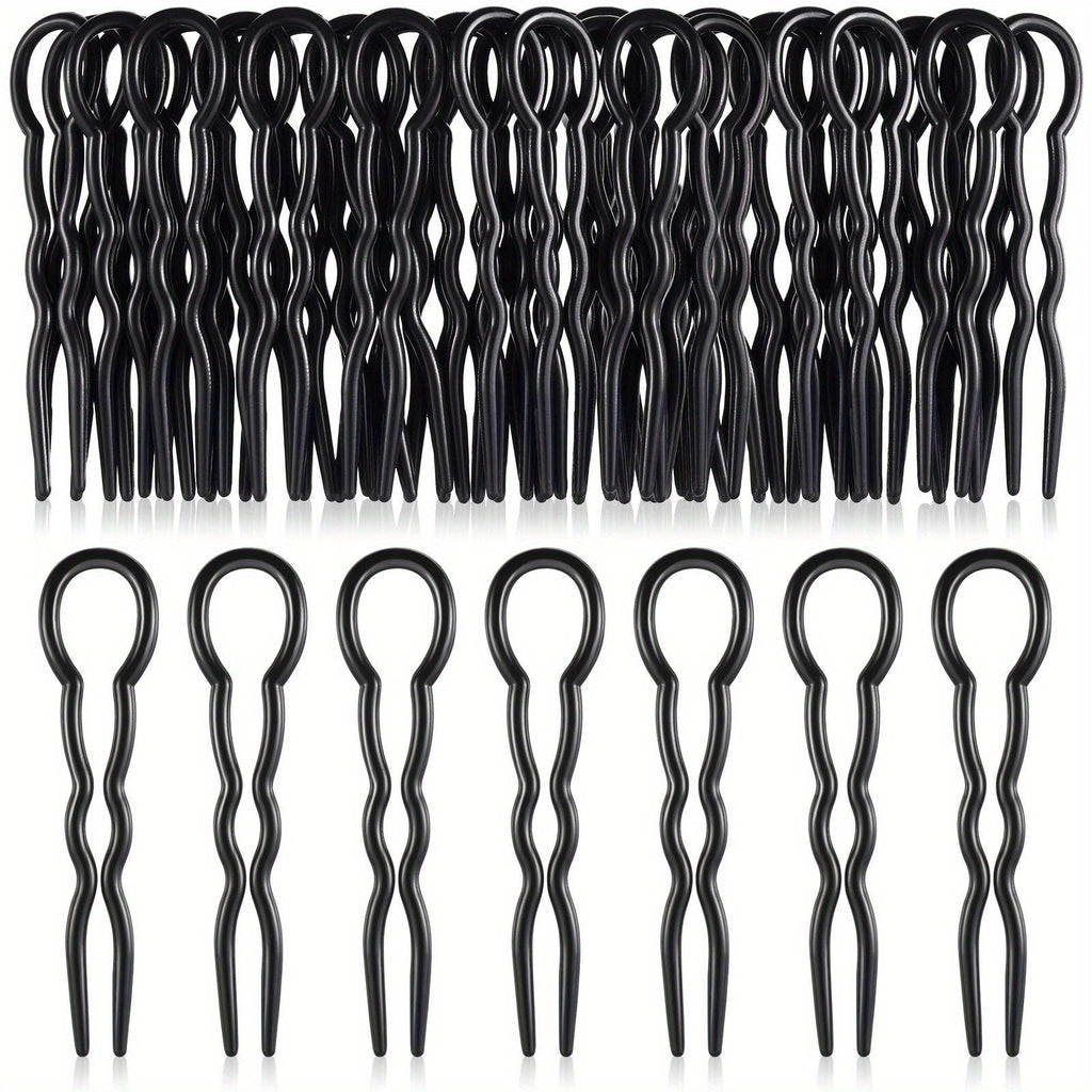 Plastic U-Shaped Hair Pins Set 20-50PCS, Invisible Hairpin Grips, Spiral Hair Braid Twist Styling Clips, Elegant Minimalist Bun Maker Tools for Women, Bride Wedding Hairstyle Accessories (14+)