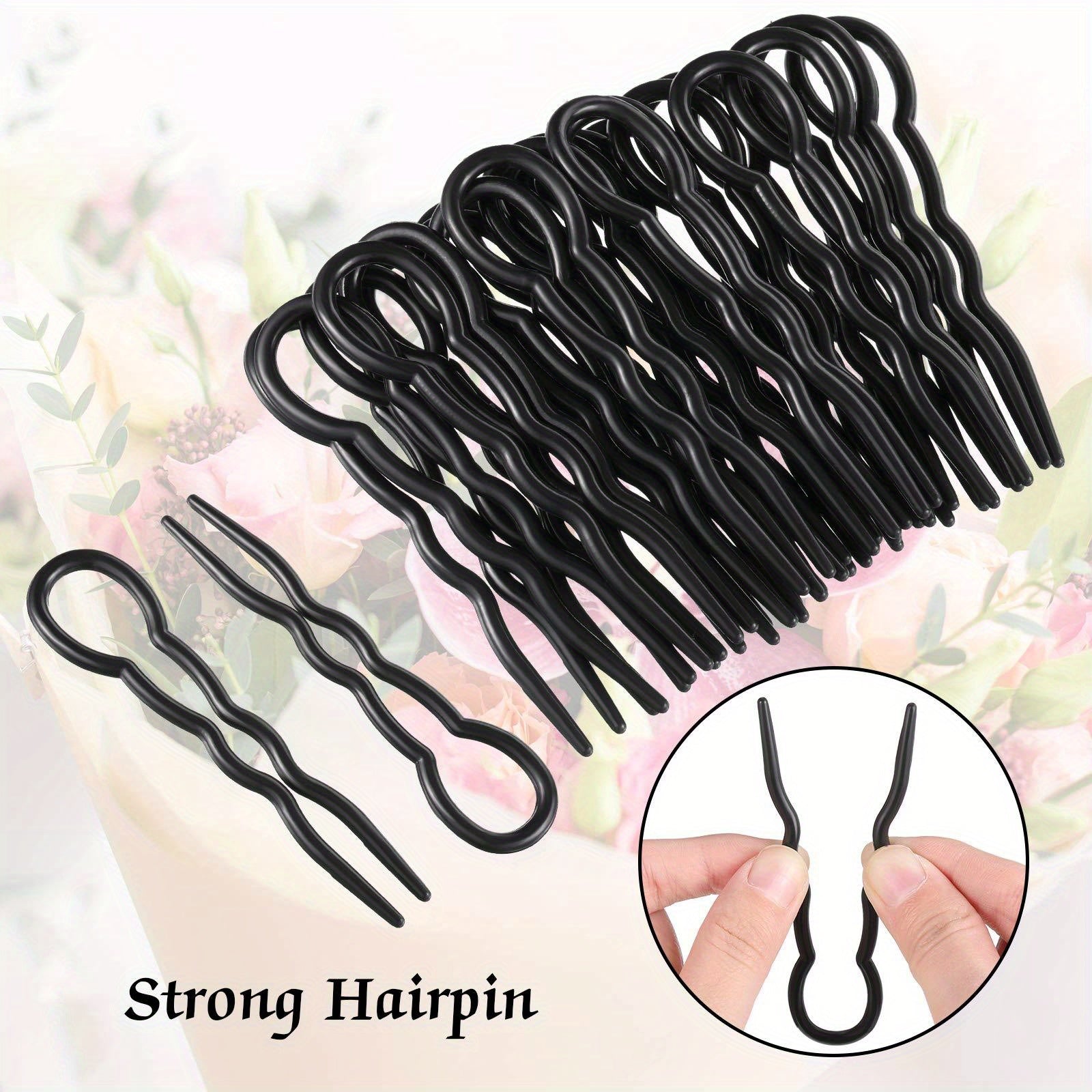 Plastic U-Shaped Hair Pins Set 20-50PCS, Invisible Hairpin Grips, Spiral Hair Braid Twist Styling Clips, Elegant Minimalist Bun Maker Tools for Women, Bride Wedding Hairstyle Accessories (14+)