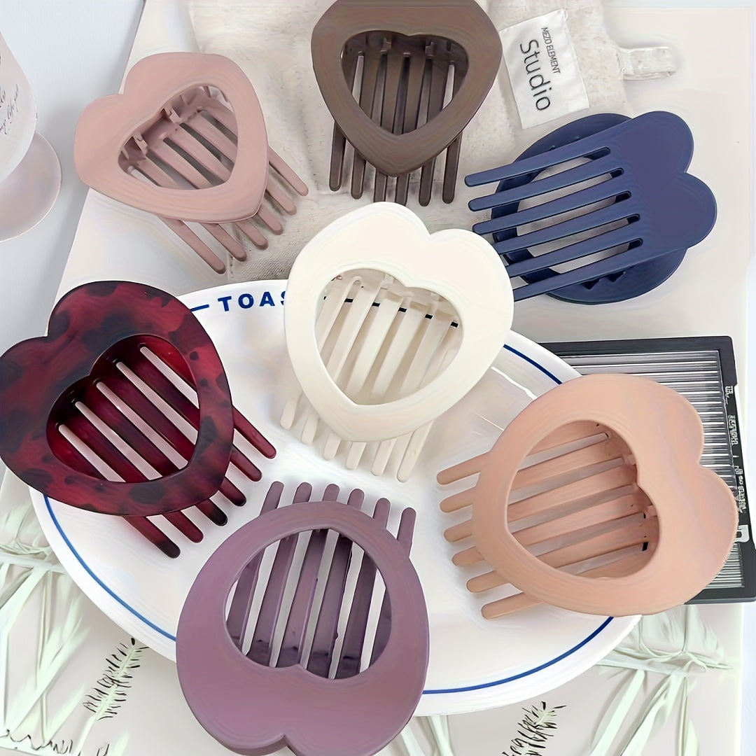 6pcs set, new heart-shaped hair clips, cute duckbill clips, back-of-the-head bun clips, hollowed-out headwear accessories, retro minimalist claw clips, suitable for women and s, perfect for daily hairstyles