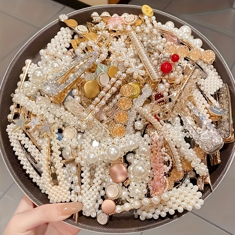 5pcs (48 random styles) side-parted Korean hairpins, hairpins, bangs clips, back of the head straight clips, cute multi-style hairpins, elegant bow hairpin sets, suitable for Women's daily use Halloween daily gifts
