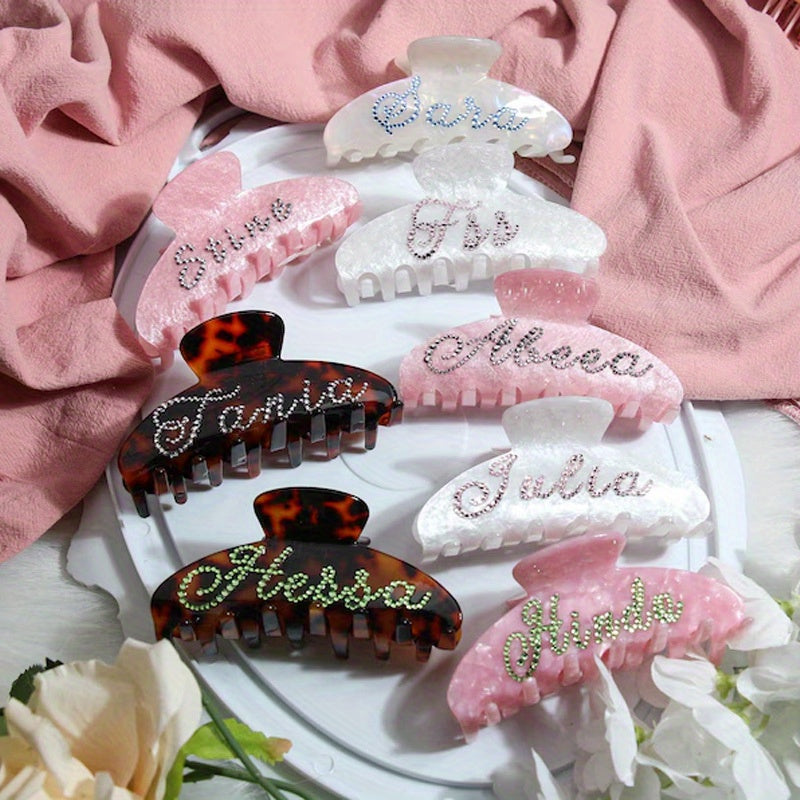 Customizable Rhinestone Hair Clip - Personalized Name with Sparkling Rhinestones, Elegant Hair Accessory for Women, Durable Gift for Wife/Girlfriend/Couple, Valentine'S Day Present, Multiple Colors Available, Cute Hairpin, Valentine'S Day Gift |