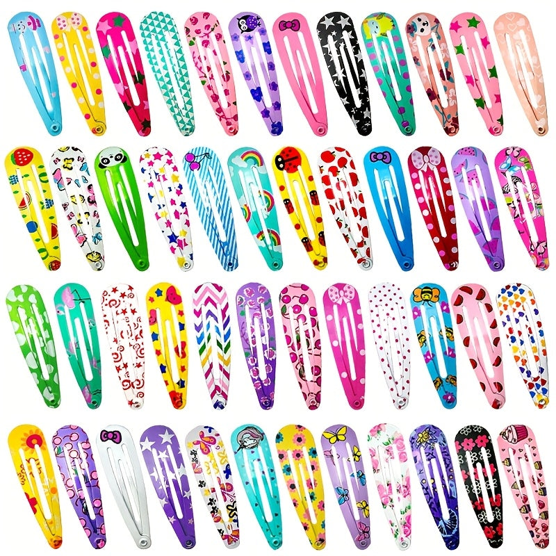 100pcs Cute Star Fruit Butterfly Hair Clips - Oval Alloy Hair Accessories with Colorful Cartoon Designs, Random Assorted Colors for, Women, Easter & Everyday Use, Whimsical Hairpieces, Playful Hairpins, Durable Hairpins, Quality Craftsmanship
