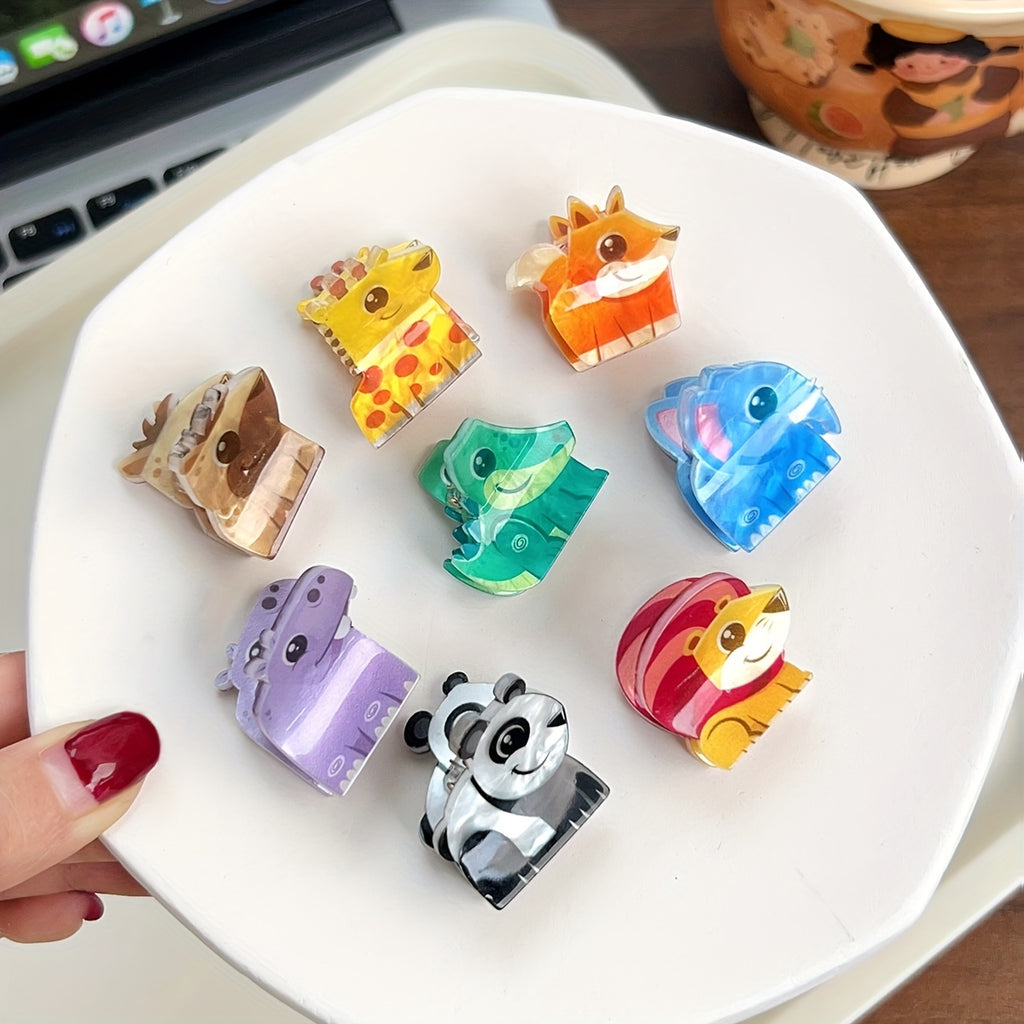 8pcs set, super cute mini hair clips with adorable monster animal designs, quirky and fun claw clips perfect for daily styling or parties. Ideal gift choice for ladies, s, and princesses