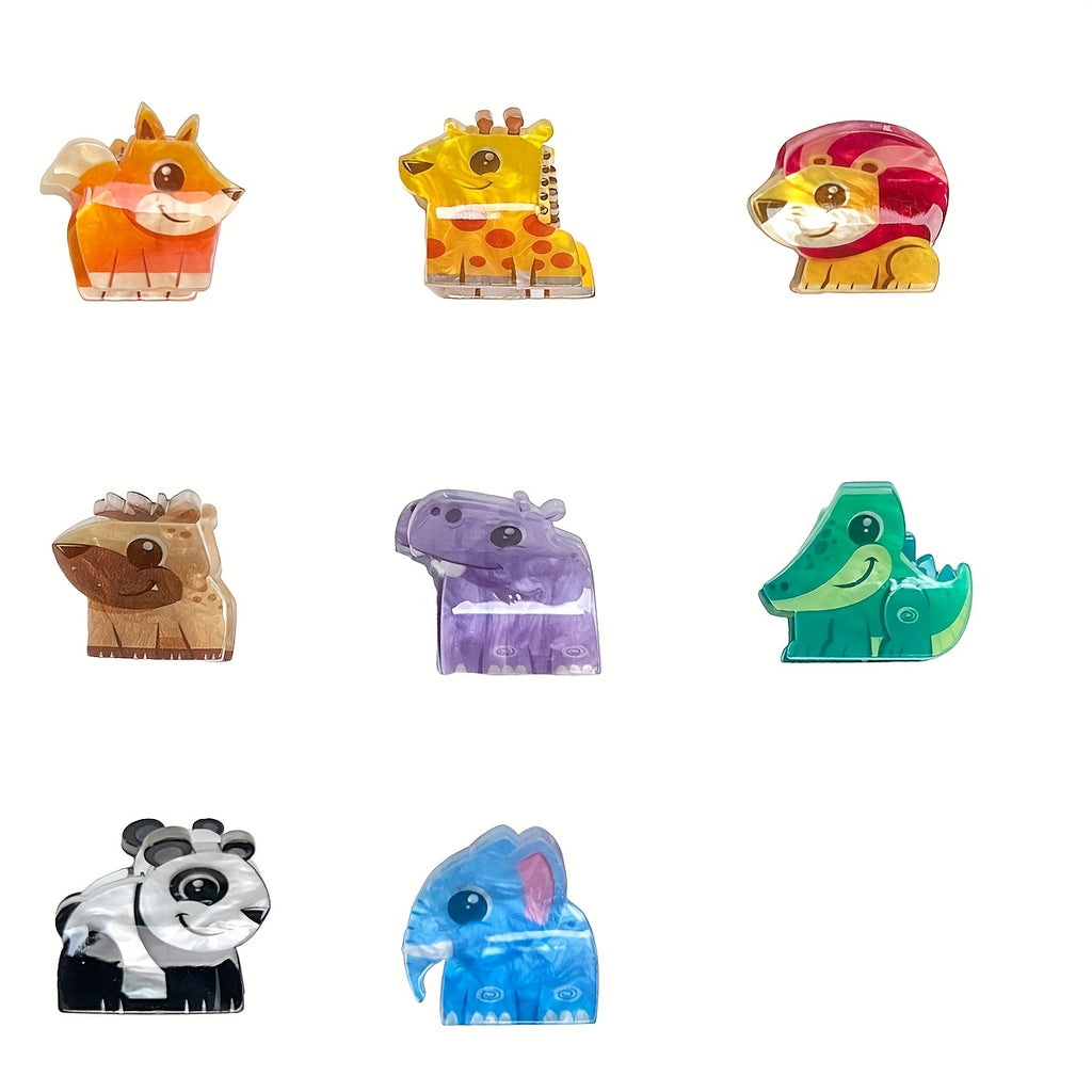 8pcs set, super cute mini hair clips with adorable monster animal designs, quirky and fun claw clips perfect for daily styling or parties. Ideal gift choice for ladies, s, and princesses
