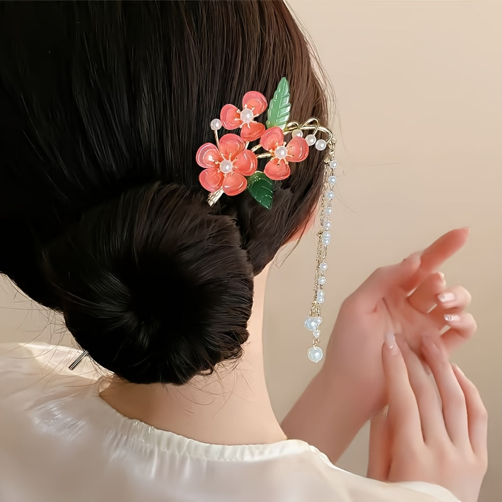 6pcs Elegant Floral Metal Hair Sticks for Women - Stylish Flower-Shaped Hairpins with Intricate Design, Perfect for Daily Use, Parties, and Photoshoots | Ideal Valentine'S Day Gift Headpiece, Cute Hair Accessories, Party Hairpieces, Sophisticated