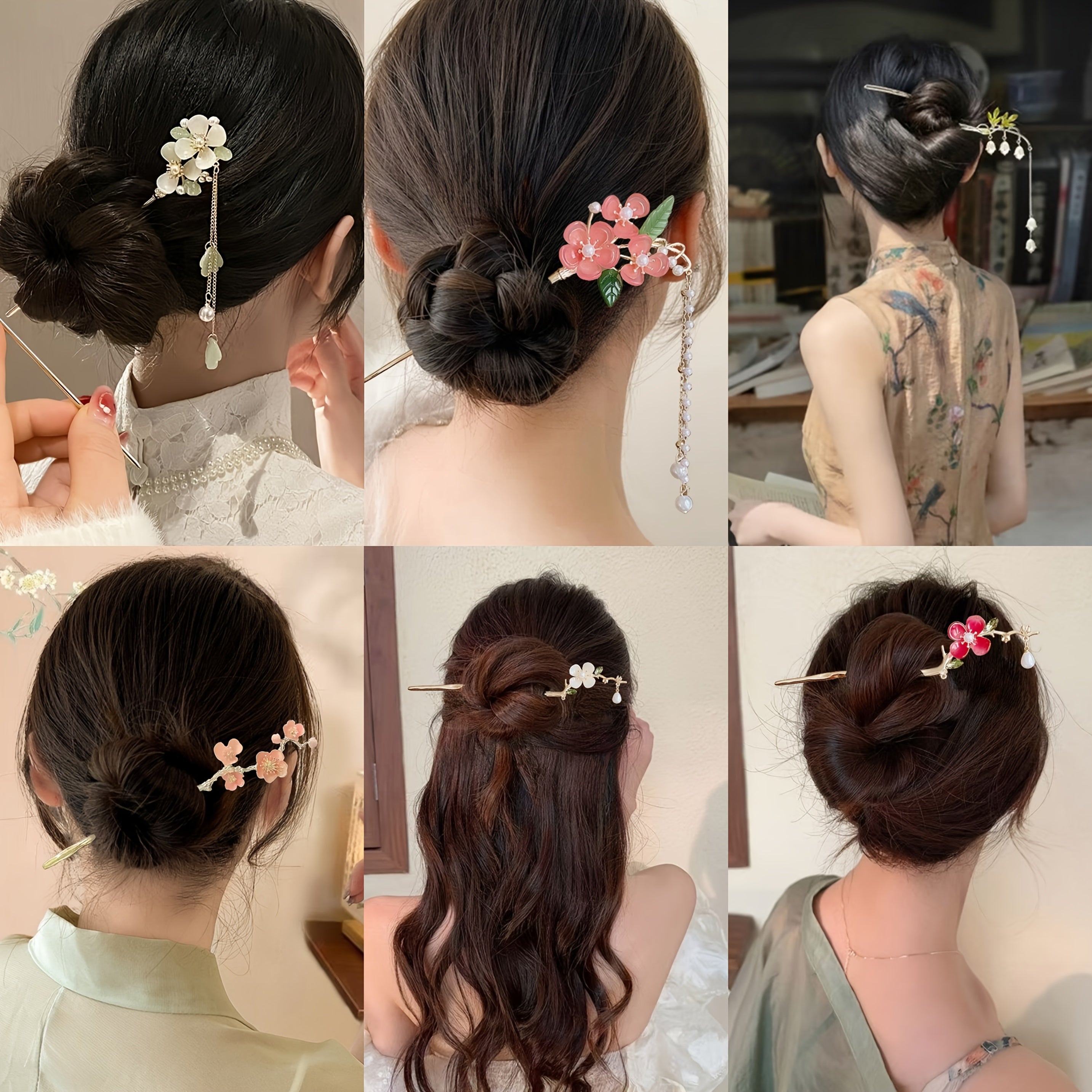 6pcs Elegant Floral Metal Hair Sticks for Women - Stylish Flower-Shaped Hairpins with Intricate Design, Perfect for Daily Use, Parties, and Photoshoots | Ideal Valentine'S Day Gift Headpiece, Cute Hair Accessories, Party Hairpieces, Sophisticated