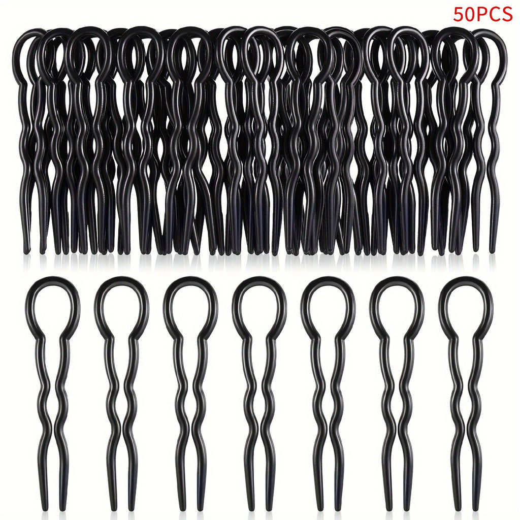 Plastic U-Shaped Hair Pins Set 20-50PCS, Invisible Hairpin Grips, Spiral Hair Braid Twist Styling Clips, Elegant Minimalist Bun Maker Tools for Women, Bride Wedding Hairstyle Accessories (14+)