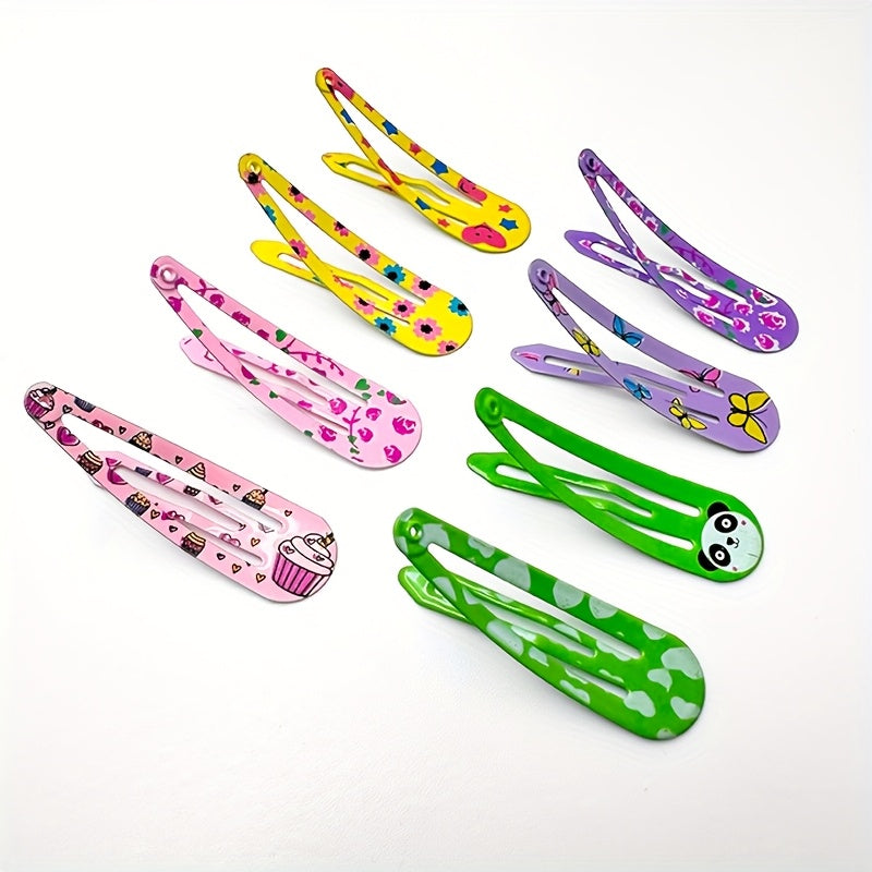 100pcs Cute Star Fruit Butterfly Hair Clips - Oval Alloy Hair Accessories with Colorful Cartoon Designs, Random Assorted Colors for, Women, Easter & Everyday Use, Whimsical Hairpieces, Playful Hairpins, Durable Hairpins, Quality Craftsmanship