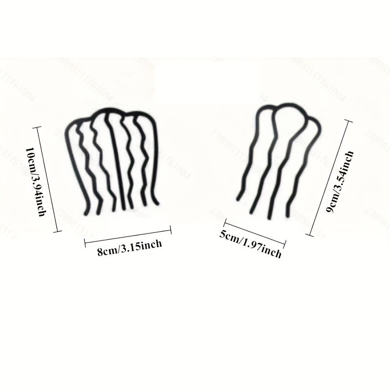 24pcs Metal Hair Fork Clip Hair Side Combs Buns Pins U-Shape Updo Sticks Twist Hair Combs Decorative for Women Hair Styling Tool Accessories(Black)