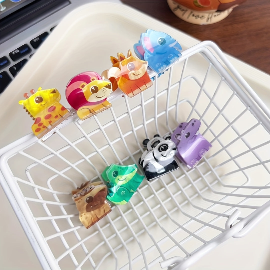 8pcs set, super cute mini hair clips with adorable monster animal designs, quirky and fun claw clips perfect for daily styling or parties. Ideal gift choice for ladies, s, and princesses