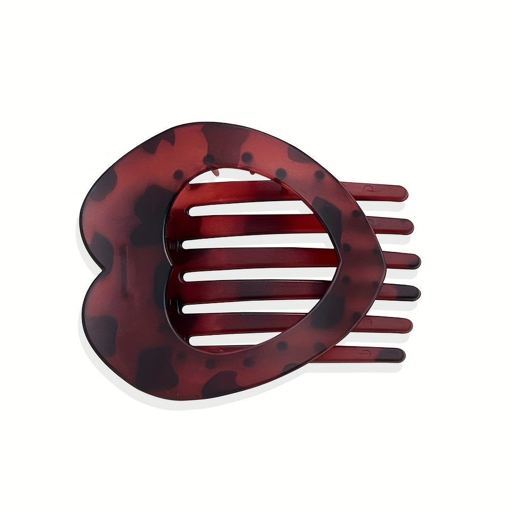 6pcs set, new heart-shaped hair clips, cute duckbill clips, back-of-the-head bun clips, hollowed-out headwear accessories, retro minimalist claw clips, suitable for women and s, perfect for daily hairstyles