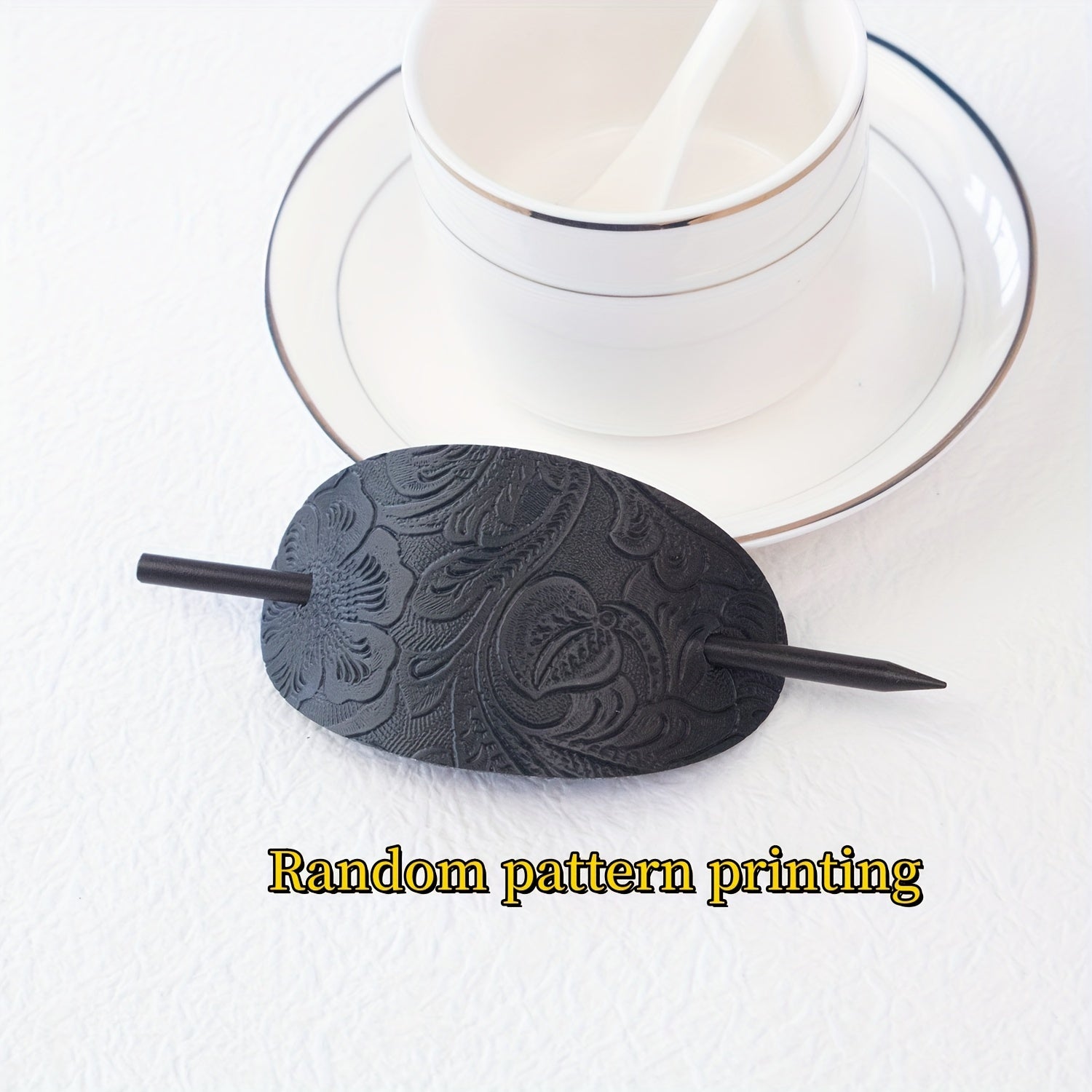Vintage Style Faux Leather Hair Clips for Women - Elegant Oval Hairpins with Intricate Patterns, Perfect for Weddings & Bridal Showers, Hair Accessories