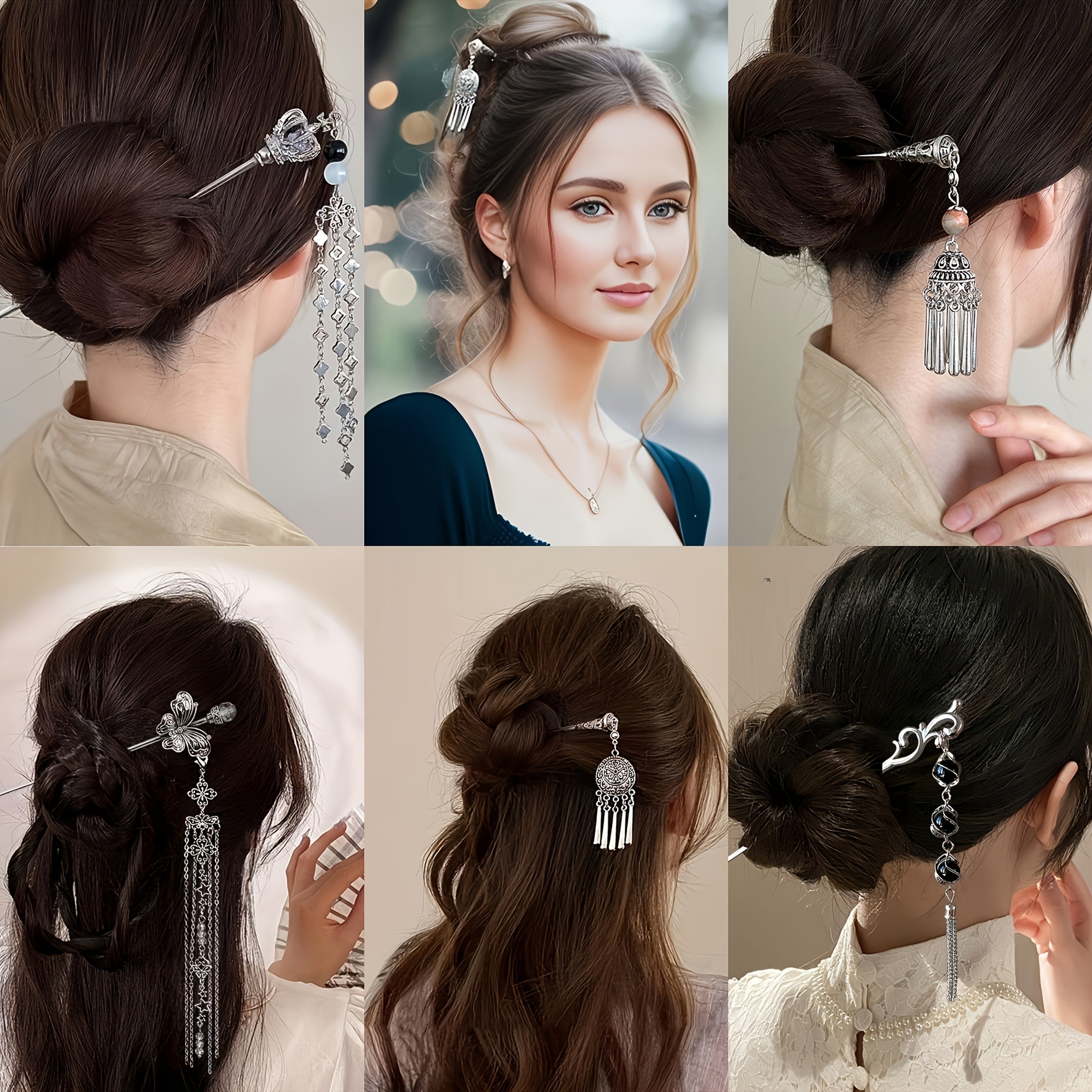 5pcs New Retro Tassel Hairpins, High-End Updo Styling Pins, Elegant Metal Hair Accessories for Women, Perfect Gift for Daily and Casual Wear