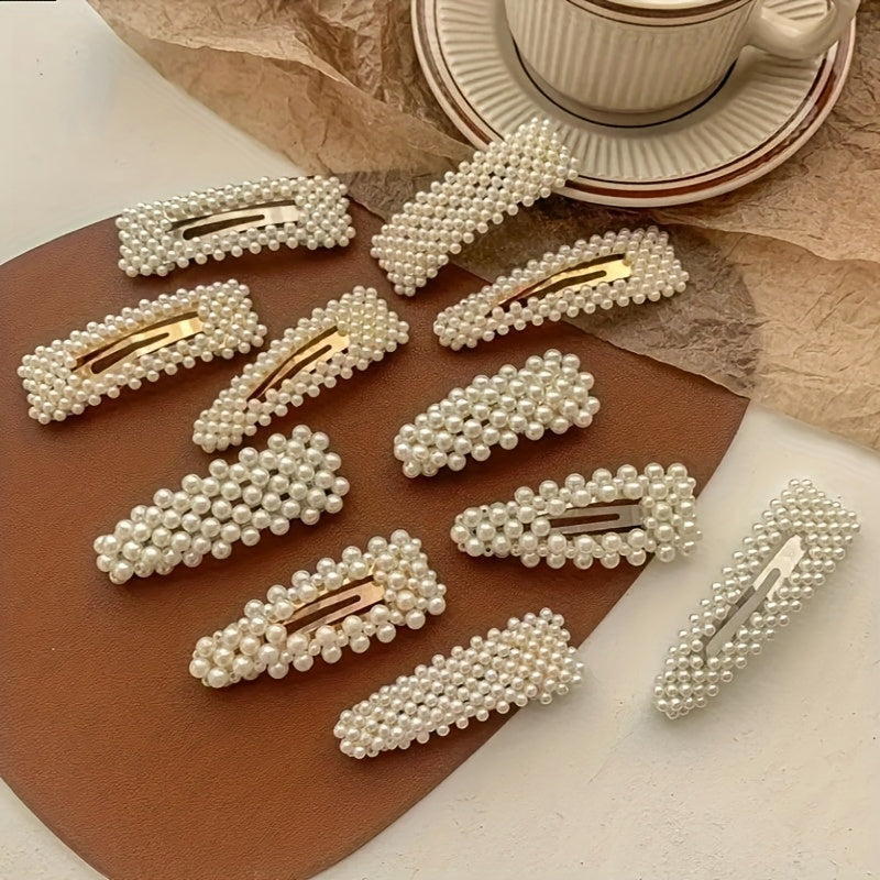 [Pearl Hair Clips] 5pcs Set Mixed Imitation Pearl Butterfly Bow Hair Clip Set | Suitable for Women and Girls - Imitation Pearl Duckbill Clip Hair Accessories