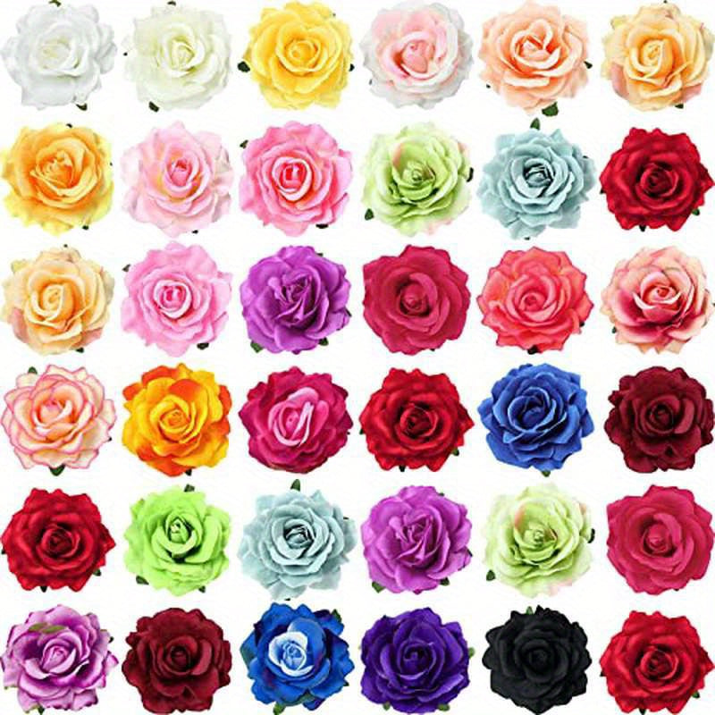 Waydress 30pcs 4 Inch Flower Hair Clip Rose Hair Accessories Floral Hairpin Brooch Flowers Pin Brooch for Bridal Headpiece Accessories Wedding( 28 Colors), Special Occasion Hairpins, Formal Event Hairpieces, Decorative Hairpins, Vintageinspired Brooches,