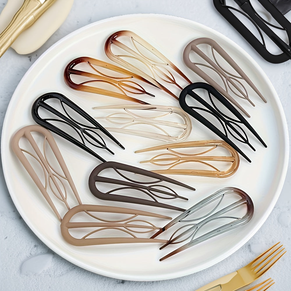 11pcs, Lazy Hair Tools, Bun Head Insert Comb U-Shaped Clip, Back of The Head Hairpin, Straight Hair Clip Comb Hairpin, Suitable for Daily Styling And Parties, Travel