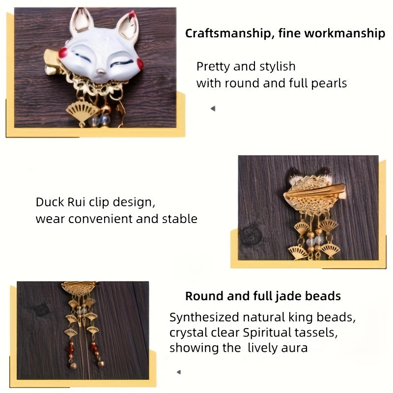 [2pcs Cat-Shaped Hairpins] 2pcs Adorable Cat-Shaped Hairpins | Elegant Wedding Hair Accessories with Red Beads & Accents, Acrylic Craftsmanship, Perfect for Weddings & Formal Events