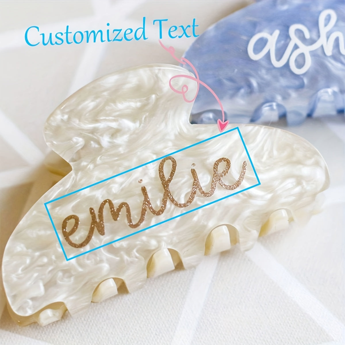[Personalized Hair Clip] Personalized Aesthetic Hair Clip, Customizable Text | Plastic Material, Ideal for Christmas and Various Occasions, Women's Hair Accessory