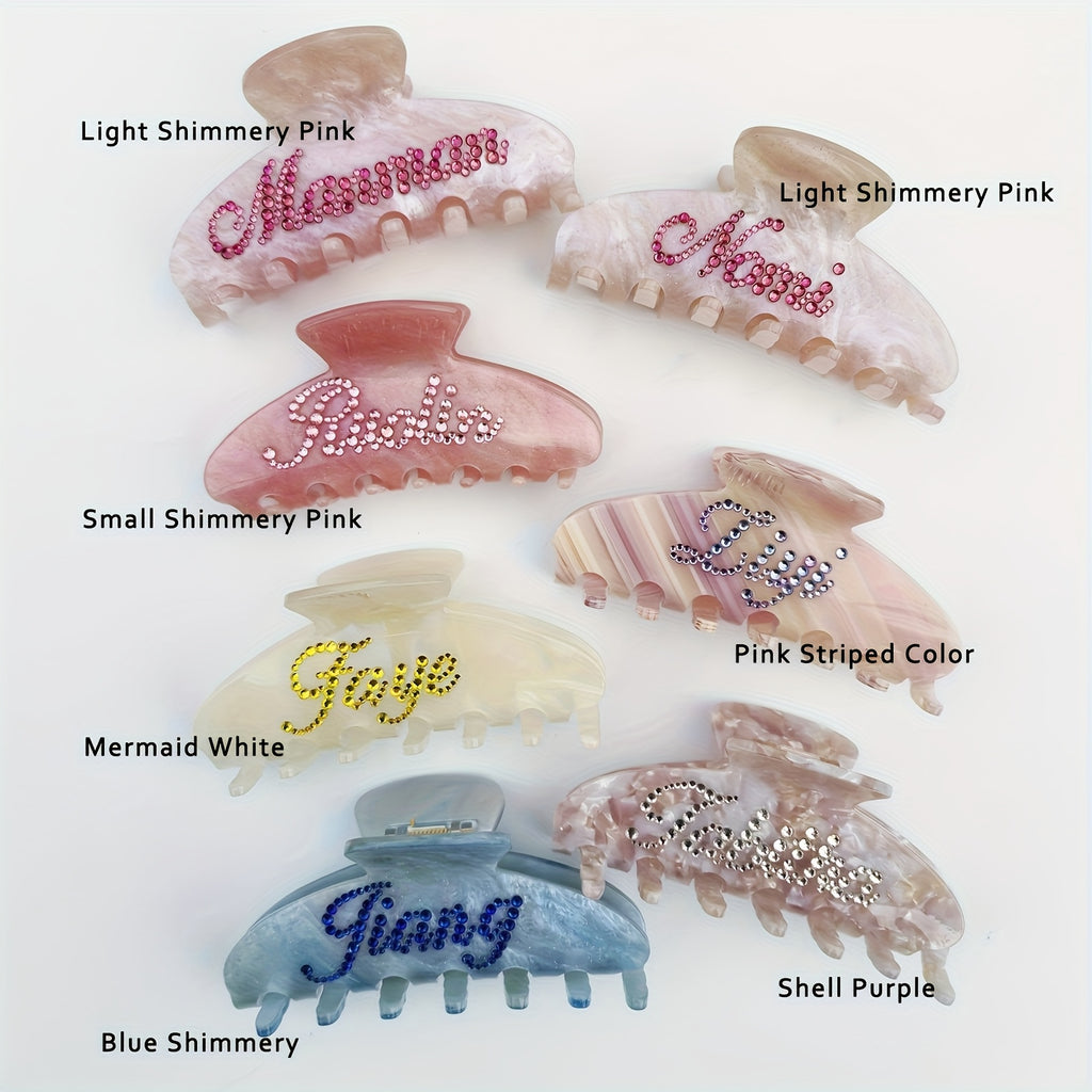 1pc Personalized Name Hair Clip for Women - Custom Rhinestone Oval Hairpin with Multi-Color Options, Elegant Wedding Bridesmaid Mother’s Day Christmas Gift, Fits Thin/Medium/Thick Hair, Special Occasion, Sparkling Embellishment, Highquality Accessory,
