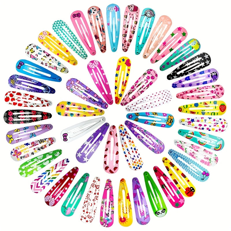 100pcs Cute Star Fruit Butterfly Hair Clips - Oval Alloy Hair Accessories with Colorful Cartoon Designs, Random Assorted Colors for, Women, Easter & Everyday Use, Whimsical Hairpieces, Playful Hairpins, Durable Hairpins, Quality Craftsmanship
