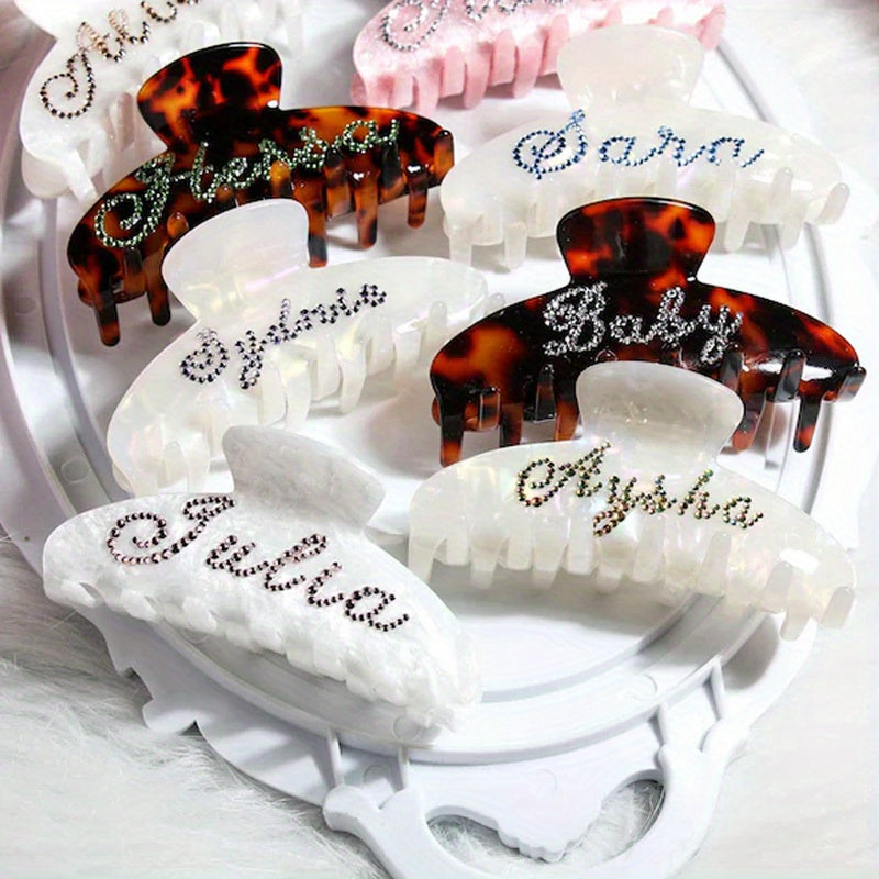 Customizable Rhinestone Hair Clip - Personalized Name with Sparkling Rhinestones, Elegant Hair Accessory for Women, Durable Gift for Wife/Girlfriend/Couple, Valentine'S Day Present, Multiple Colors Available, Cute Hairpin, Valentine'S Day Gift |