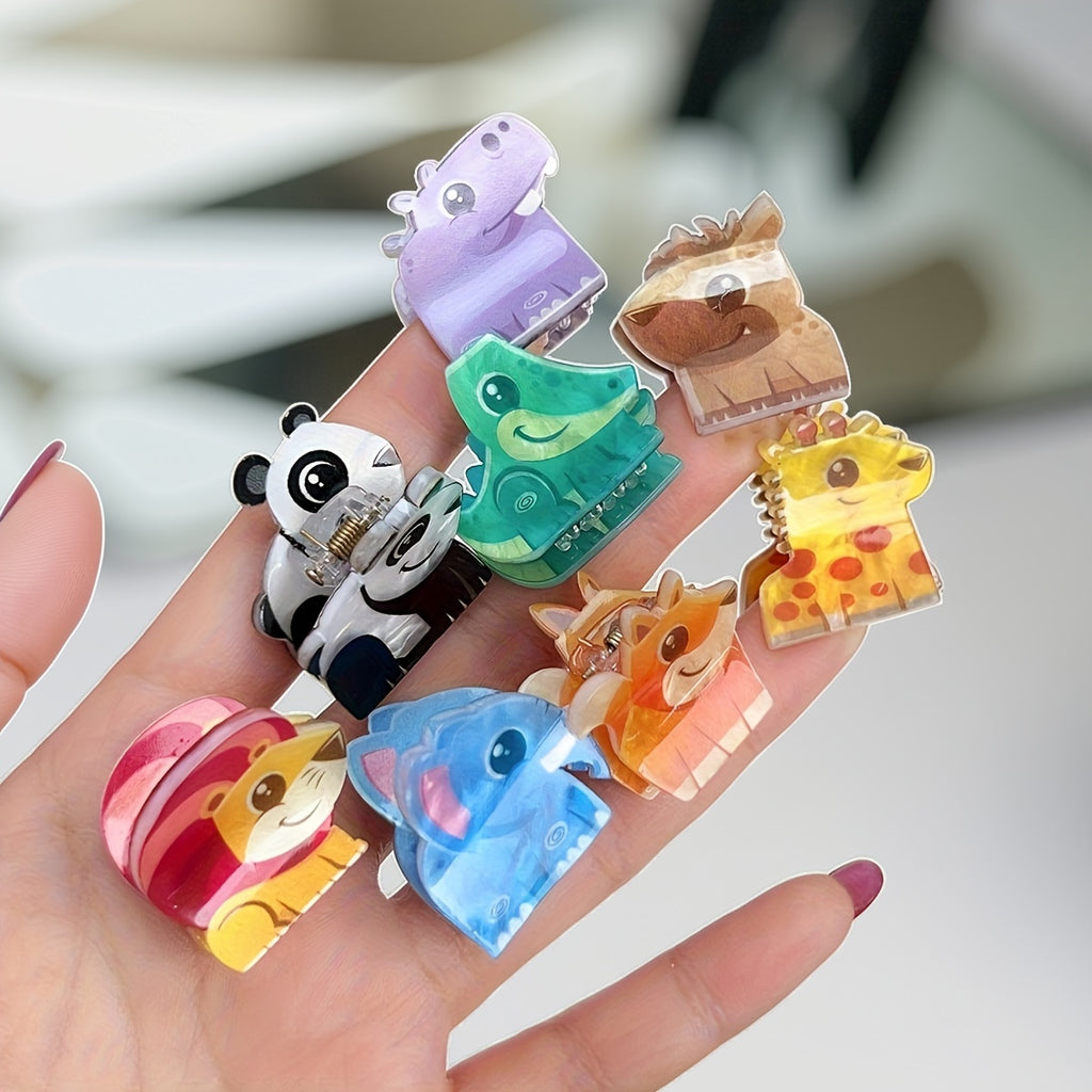 8pcs set, super cute mini hair clips with adorable monster animal designs, quirky and fun claw clips perfect for daily styling or parties. Ideal gift choice for ladies, s, and princesses