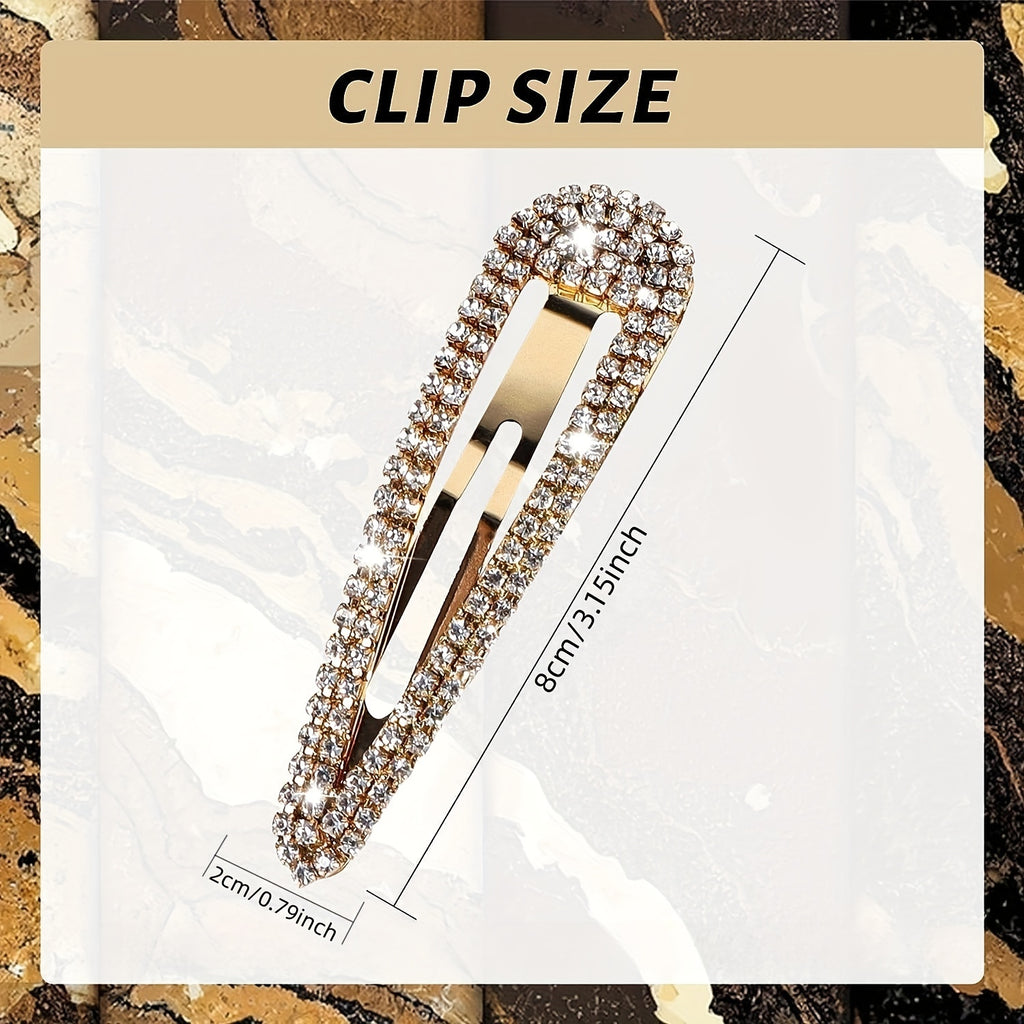 [8pcs Teardrop Hair Clips] 8pcs Hollow Rhinestone Teardrop Hair Clips, 8cm | Women's Elegant Evening Hairstyles, Long Hair and Bangs, Perfect Gift for Ladies