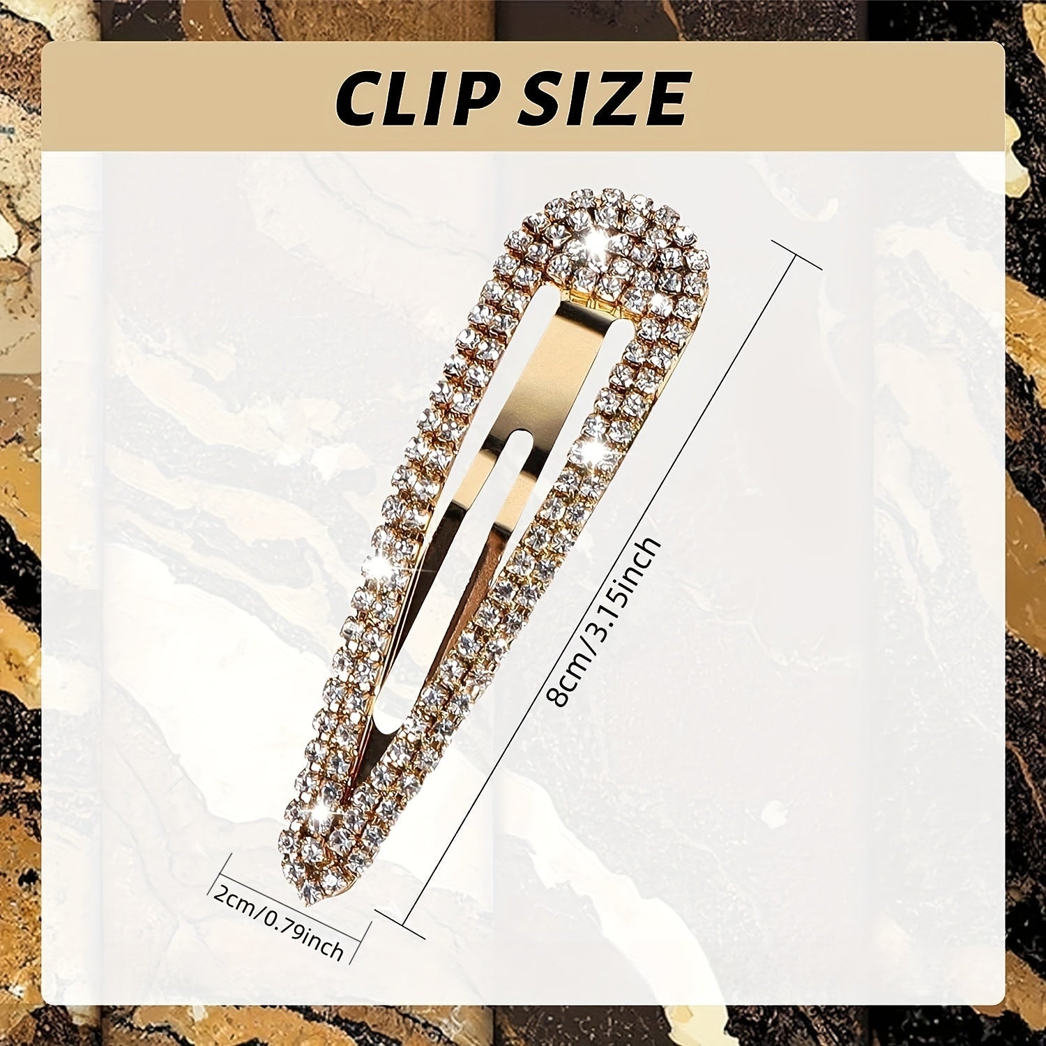[8pcs Teardrop Hair Clips] 8pcs Hollow Rhinestone Teardrop Hair Clips, 8cm | Women's Elegant Evening Hairstyles, Long Hair and Bangs, Perfect Gift for Ladies