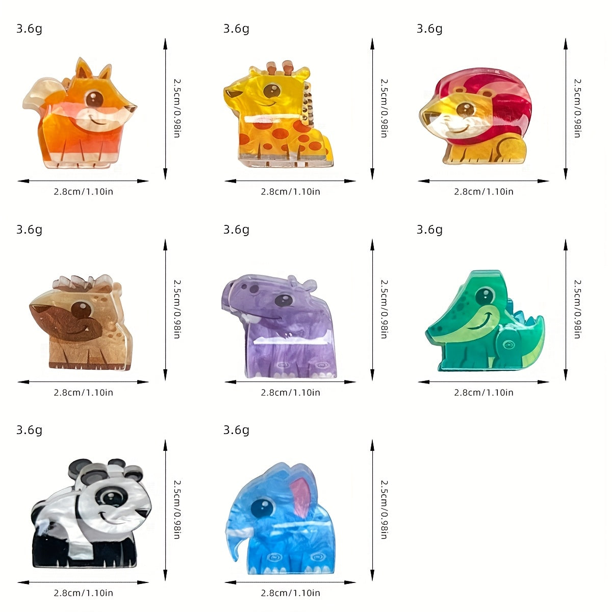 8pcs set, super cute mini hair clips with adorable monster animal designs, quirky and fun claw clips perfect for daily styling or parties. Ideal gift choice for ladies, s, and princesses