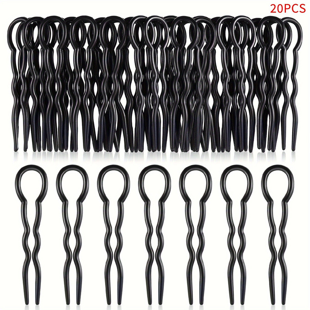 Plastic U-Shaped Hair Pins Set 20-50PCS, Invisible Hairpin Grips, Spiral Hair Braid Twist Styling Clips, Elegant Minimalist Bun Maker Tools for Women, Bride Wedding Hairstyle Accessories (14+)