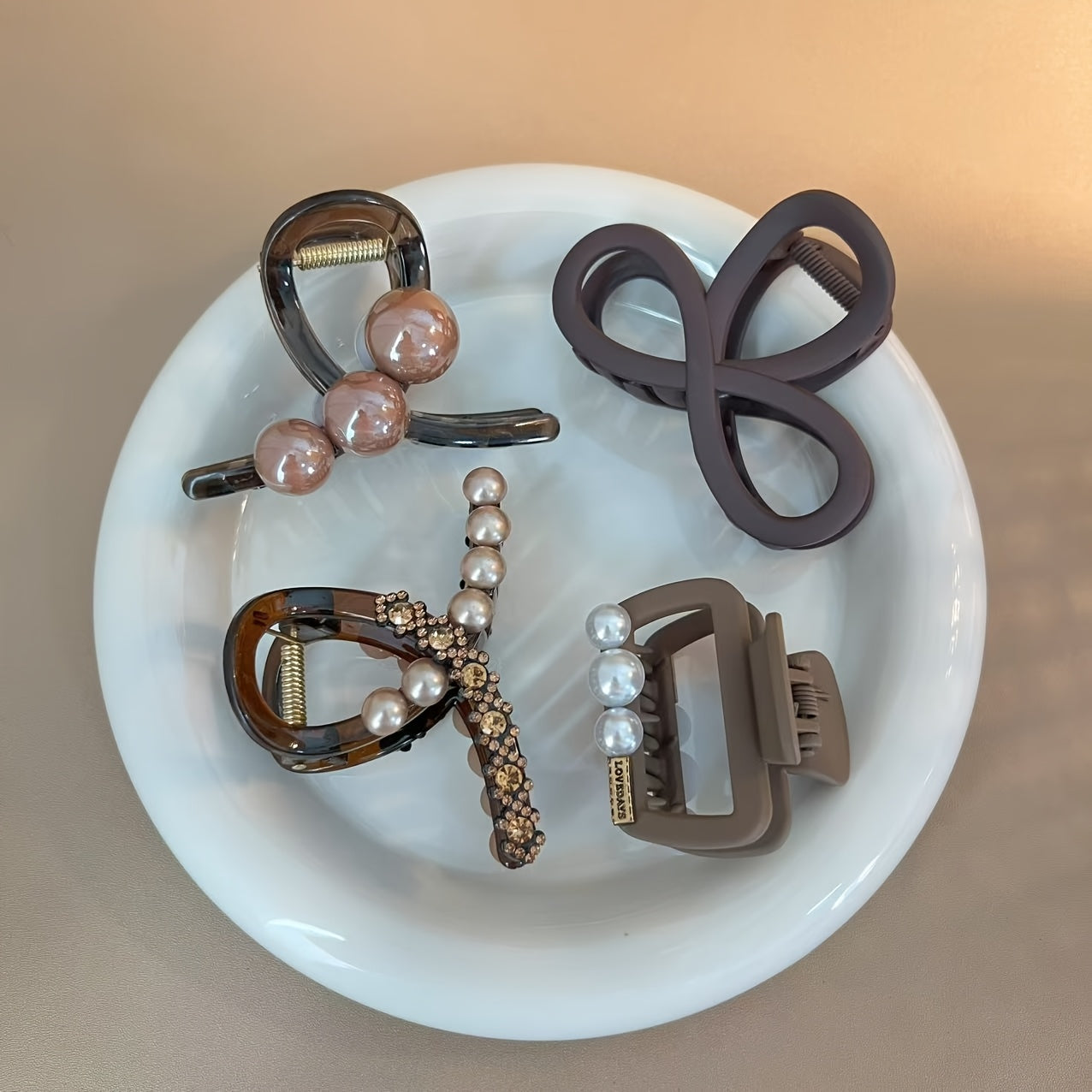 4-Pack Elegant Women’s Hair Clips with & Accents - Durable Plastic Hairpins for Formal Events, Parties, Weddings - Secure Hold Hair Accessories for Updos, Buns & Elegant Hairstyles, Hair Stylist Gifts, Sophisticated Style, Party Hairpins, Professional