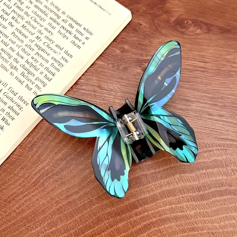 [Elegant Hair Clips] 2/3/4pcs Elegant Butterfly Hair Clips | Colorful Acrylic Hair Accessories with Intricate Wing Designs, Secure Rectangular Clips for Thick Hair, Vibrant Red/Green/Blue/Purple - Thanksgiving & Everyday Styling