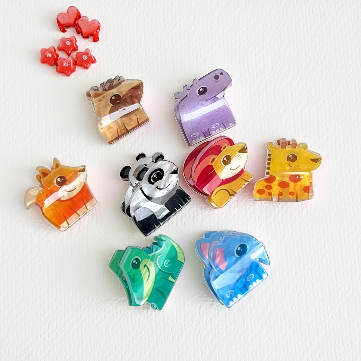 8pcs set, super cute mini hair clips with adorable monster animal designs, quirky and fun claw clips perfect for daily styling or parties. Ideal gift choice for ladies, s, and princesses