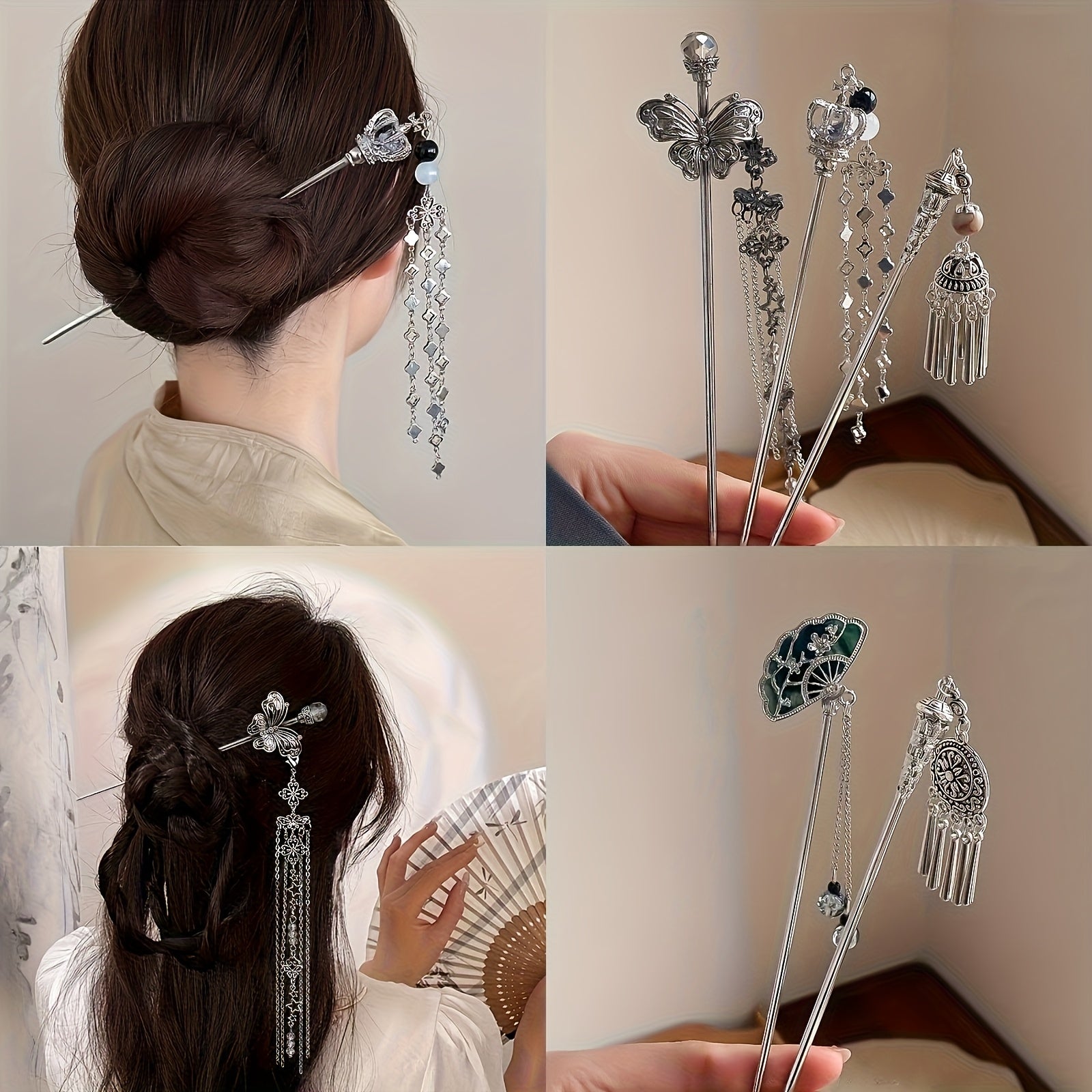 5pcs New Retro Tassel Hairpins, High-End Updo Styling Pins, Elegant Metal Hair Accessories for Women, Perfect Gift for Daily and Casual Wear