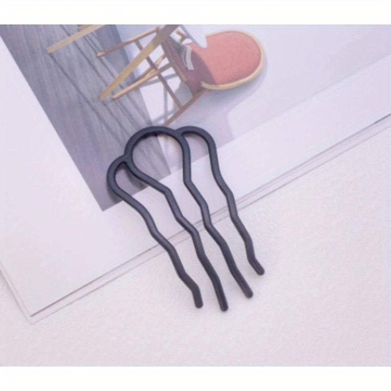 24pcs Metal Hair Fork Clip Hair Side Combs Buns Pins U-Shape Updo Sticks Twist Hair Combs Decorative for Women Hair Styling Tool Accessories(Black)
