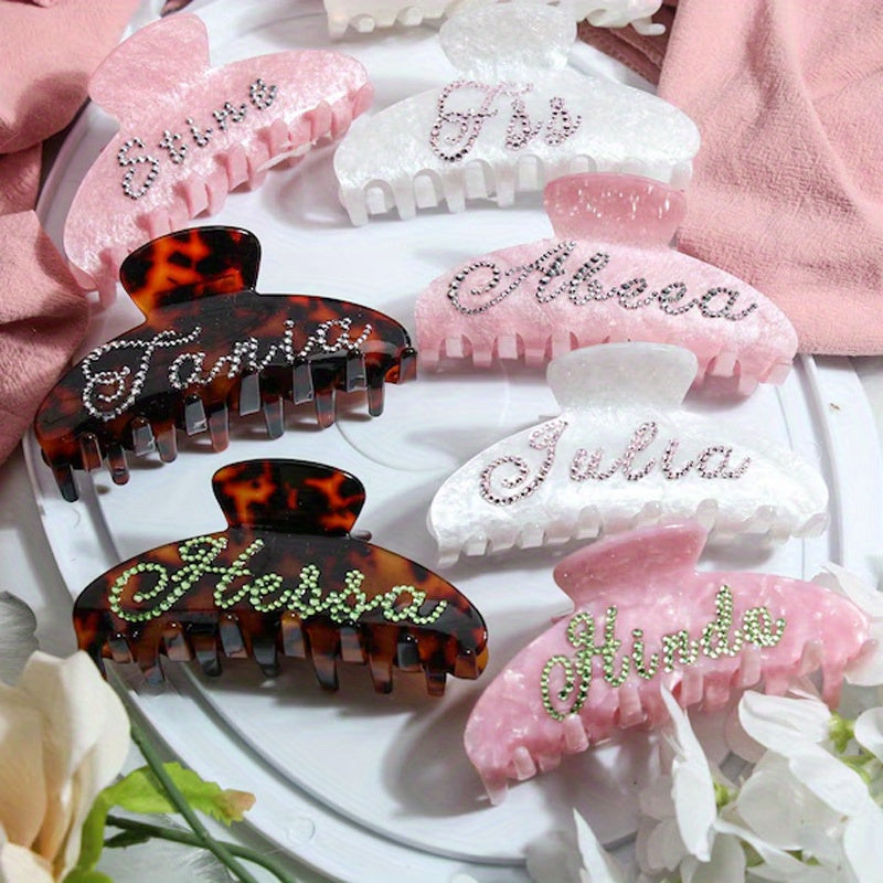 Customizable Rhinestone Hair Clip - Personalized Name with Sparkling Rhinestones, Elegant Hair Accessory for Women, Durable Gift for Wife/Girlfriend/Couple, Valentine'S Day Present, Multiple Colors Available, Cute Hairpin, Valentine'S Day Gift |